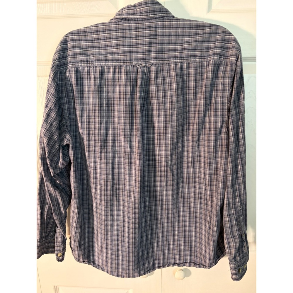 Columbia Mens Plaid Long Sleeve Button Down Shirt Blue Grey Medium Outdoor Work - Picture 2 of 11